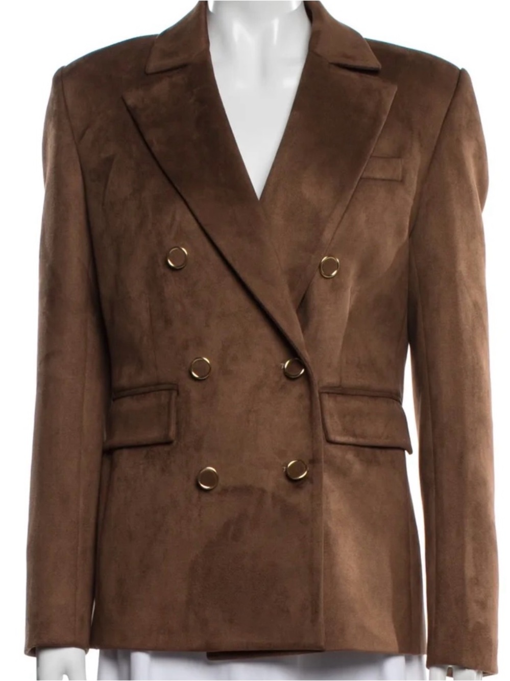 NWT Generation Love Brown Faux Suede Double-Breasted Blazer Sz M